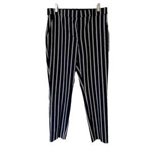 H&M Dark Blue Striped Woven Stretch Ankle Length Slacks Size 12